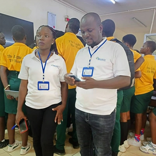 Students engaging with network systems